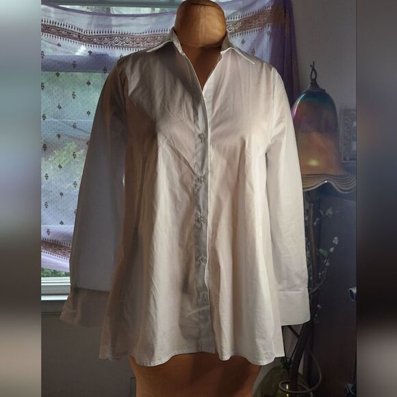 NWOT ELLEN TRACY White Trapeze Cut Blouse Pockets Size S - Picture 8 of 11